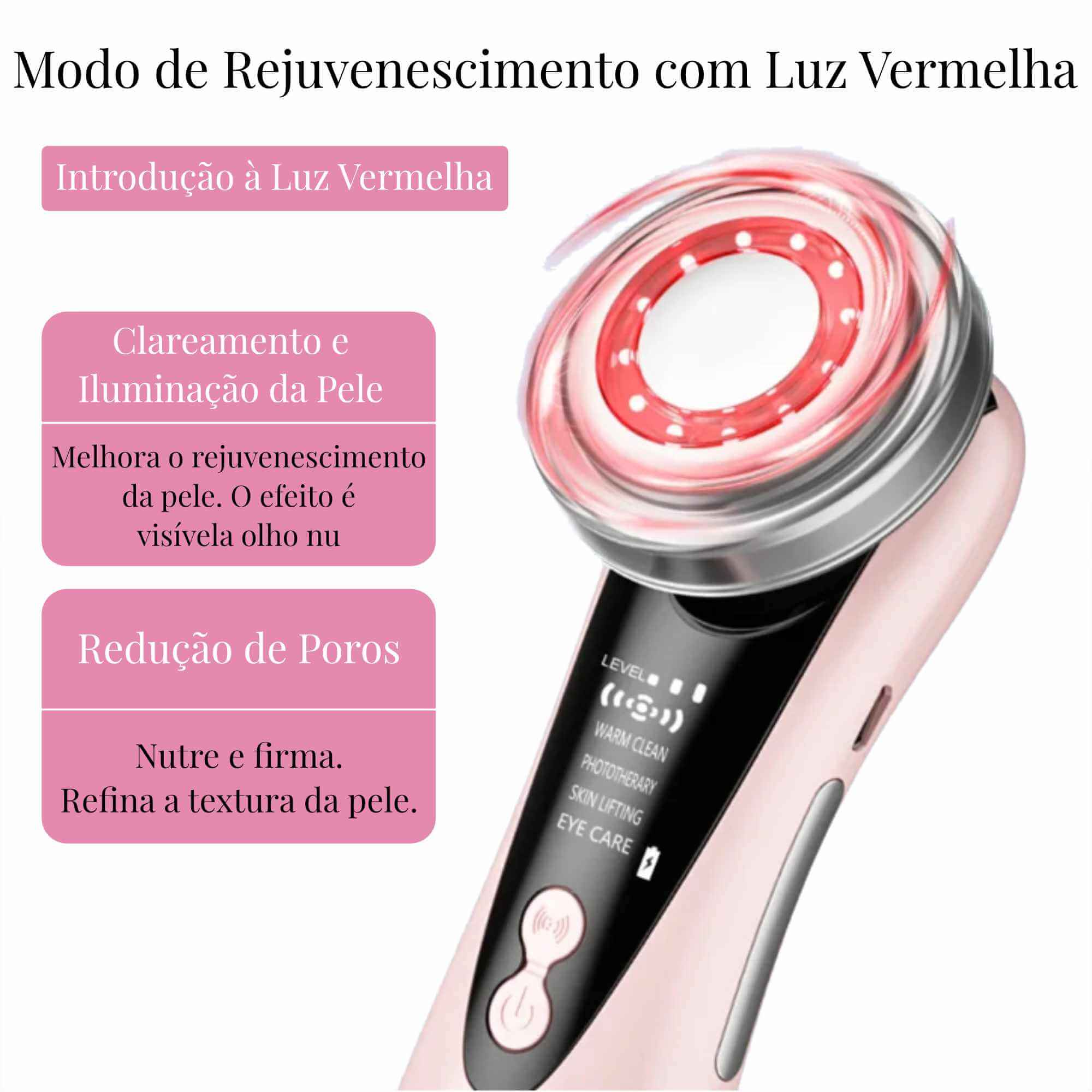 LiftFace Pro: Dispositivo de Fototerapia Facial 4 em 1.